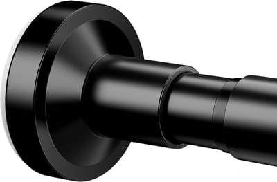 SnelShoppen - Verstelbare Douchegordijn Tensioner 46-155cm - Geen Boren, Telescopische Rail voor Badkamer, Slaapkamer, Zwart, Sterke Veer
