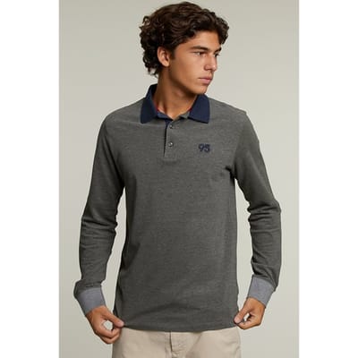 River Woods Custom Fit Cotton Polo Woodstock Mix Size: S | Polo Shirts Outlet | Heren | Grijs