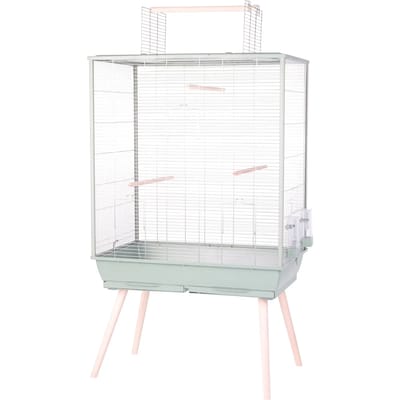 Vogelkooi ZOLUX Neolife Groen - Luxe Met Inrichting - 81x48x152 cm, Open Bovenkant, Inclusief Zitstokken en Silo's