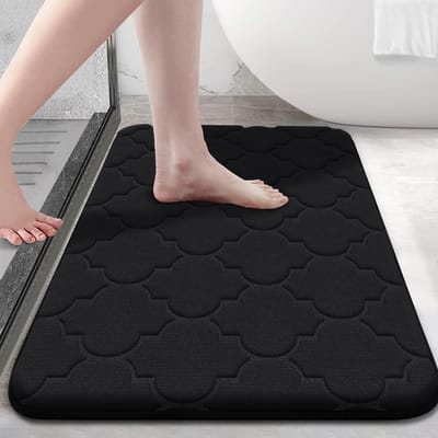 Traagschuim Badkamertapijt Antislip Badmat Ultra Zacht Vloerkleed Antislip Waterabsorberend zwart