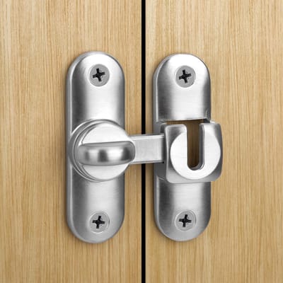 Schuifdeurslot, deurgrendel voor schuifdeuren, 90/180 graden, vergrendelslot voor schuifdeur, tuin, keuken, raam, zilver