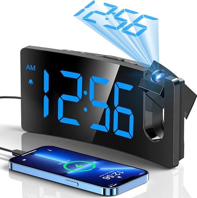 Digitale Projectie Wekker met FM-Radio & USB-Opladen – [180° Projectie] – [Dimbaar Display] – Snooze