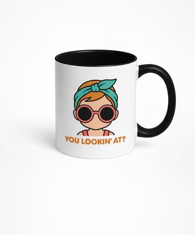 You Lookin' At? Koffiemok - Grappige Mok met Vrouw in Zonnebril en Hoofdband