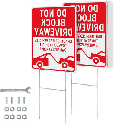 Parkeerverbod Oprit Bord - Niet Parkeren - Voertuigen Blokkeren - Reflecterend Aluminium - 35 x 25 cm - Rood