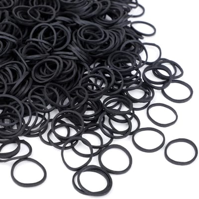 1000 stuks rubberen banden, zwart, rubberen banden, huishoudrubber, rubberen ringen, 20 mm, elastieken, voor huishouden, werk, kantoor, haarbinding