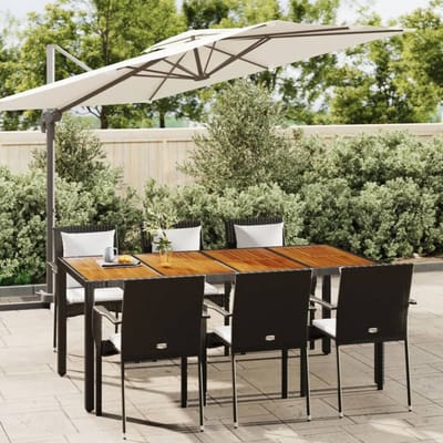 vidaXL - 7-delige - Tuinset - met - kussens - poly - rattan - zwart
