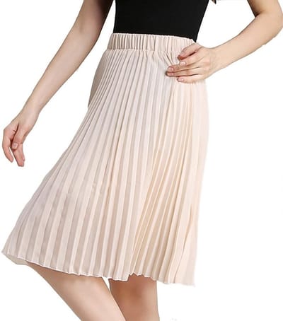 Vrouwelijke Plissé Rok, Knielengte, Hoge Taille, A-lijn, Midi Rok, Elegante Skaterjurk, Casual Mode, Perfect voor Feestjes en Dagelijks Gebruik