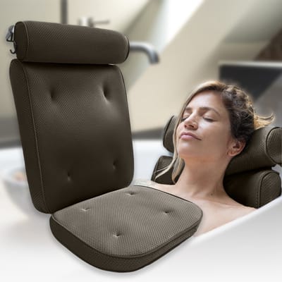 HelloBath® - Luxe Badkussen (afritsbaar) - Kussen voor in bad - Nek- en rugondersteuning in bad - Badzitje - Incl. Waszak - Zwart