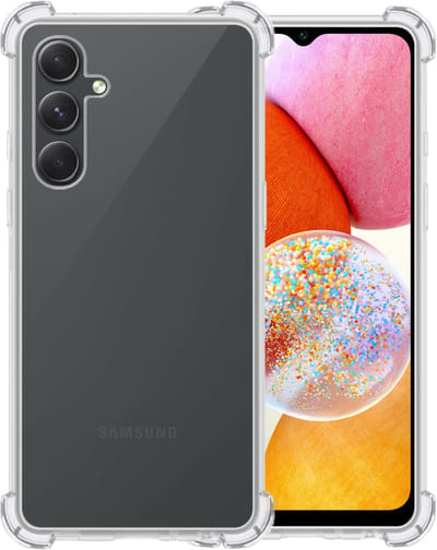 Hoesje - Geschikt voor Samsung Galaxy A14 - Sterk & Shockproof - Siliconen Shock Case - Hoes Cover - Telefoonhoes - Transparant