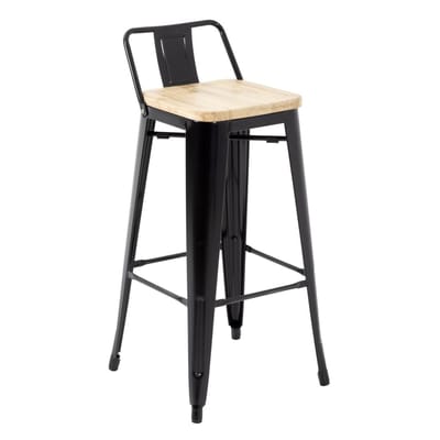 Bolero Bistro Hoge Barstoel Met Houten Zitting Zwart (4 Stuks) - Bolero FB623 - Horeca & Professioneel