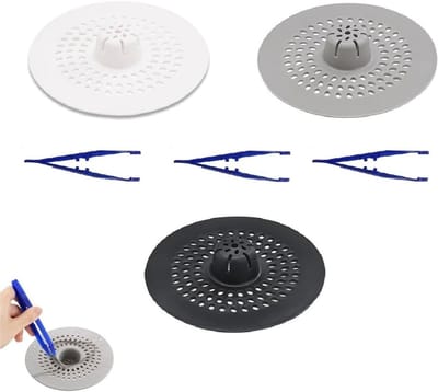 Siliconen Afvoerfilters voor Douche met Pincet - Haarvanger, Bescherming tegen Geurtjes en Verstopte Afvoeren voor Bad en Wastafel