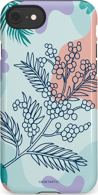 Casetastic Hoesje Geschikt voor Apple iPhone 7/8/SE - Stijlvolle Beschermende Duo-layer Case - Aquarel Bladeren