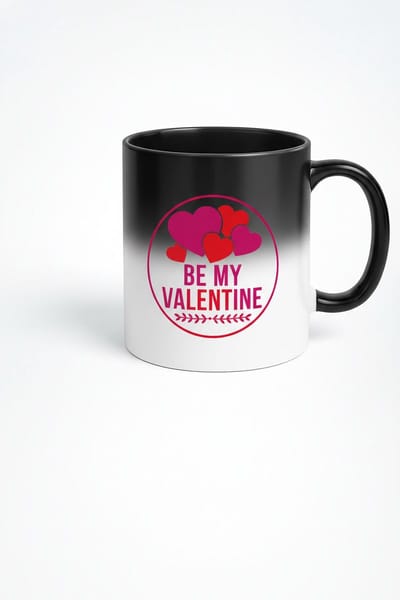 Valentijn Magic Mok 'Be My Valentine' | Warmtegevoelig Cadeau met Harten