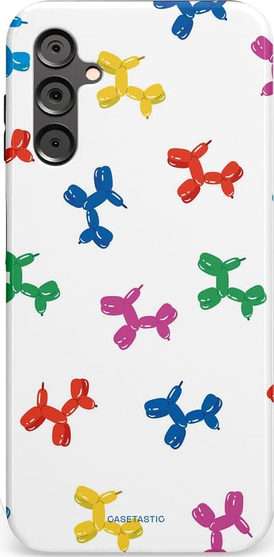 Casetastic Hoesje Geschikt voor Samsung A14 (5G/4G) - Stijlvolle Beschermende Duo-layer Case - Ballonnen hondje
