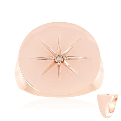 Cavill - Zilveren ring 925 Sterling Zilver Roséverguld - I1 Argyle Rose Diamant 0,03 ct Ronde Briljant - Modern Sterrenmotief Sieraad