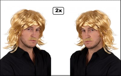 2x Pruik blond Heinrich Mick aus Tirol - apres ski oostenrijk tirol zwitserland Oktoberfest ski leraar bier feest biertje