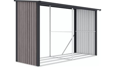 Vente-unique Houtstapelplaats van metaal in gegalvaniseerd staal met houteffect 5,78 m3 - 7 stère - L302 x P119 x H190 cm - VARWOOD