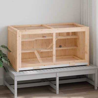 vidaXL - Hamsterkooi - 104x52x54 - cm - massief - vurenhout