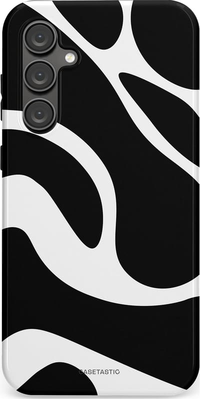 Casetastic Hoesje Geschikt voor Samsung S23 FE - Stijlvolle Beschermende Duo-layer Case - Zwart Wit Golven