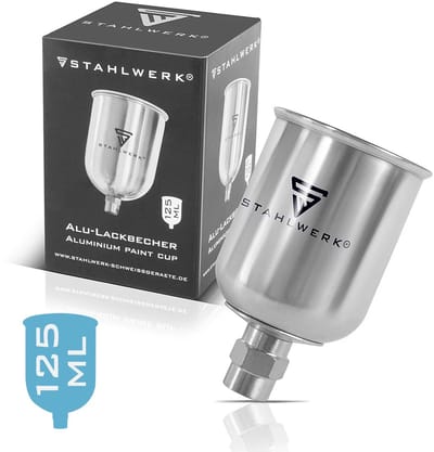 STAHLWERK Alu verfbeker / stroombeker 125 ml verfbeker voor verfspuitpistool / spuitpistool / spuitpistool