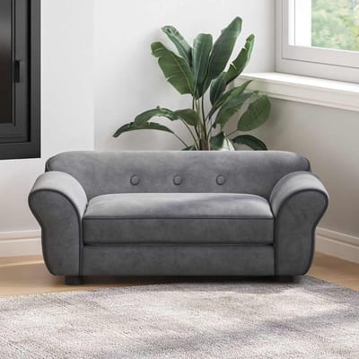 vidaXL - Hondenbank - 72x45x30 - cm - pluche - donkergrijs