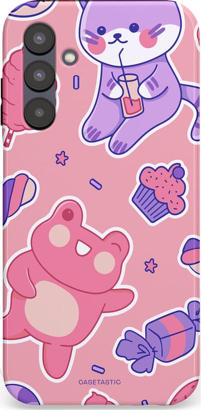 Casetastic hoesje geschikt voor Samsung Galaxy A25 - Dubbellaagse bescherming - Snoepvriendjes - Fashion Case - Lichtroze Lavendel Koraal