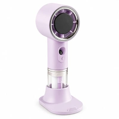VHV - Handventilator - Mini ventilator - Draagbare ventilator - Met watervernevelaar - 3 snelheden - Oplaadbaar - USB - Voor op reis, kantoor en vakantie - 15.6 cm - Paars