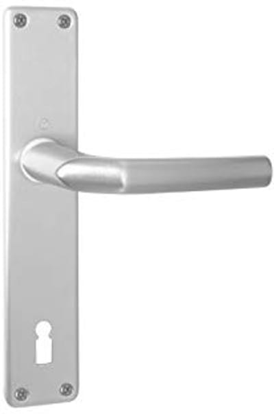 Deurkruk Birmingham op langschild - 90 mm afstand, 30-49 mm deurdikte, zilver geanodiseerd aluminium