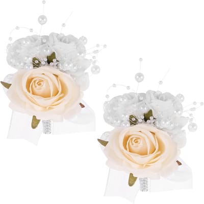 Bruids Corsages - Bruidsbloemen Spelden - Bruiloft Decoratie - Imitatie Parels - 10x10x6 cm - Wit