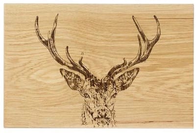 Serveerplank Edelhert (Stag Prince) - 30x20 - Schots Eikenhout - Scottish Made