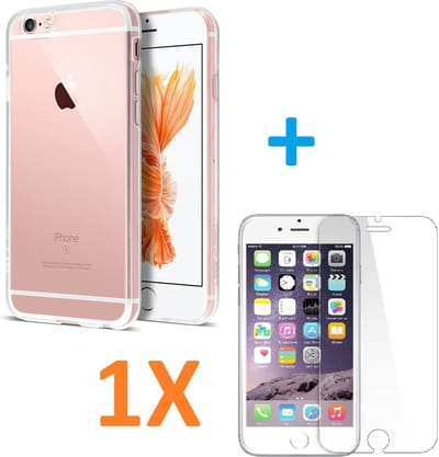 Soft TPU Transparant hoesje Silicone Case + 1 stuk Glas Screenprotector -  Geschikt voor: iPhone 7 / 8 / SE 2020 / 2022