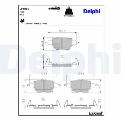 Remblokkenset, schijven parkeerrem DELPHI LP4051