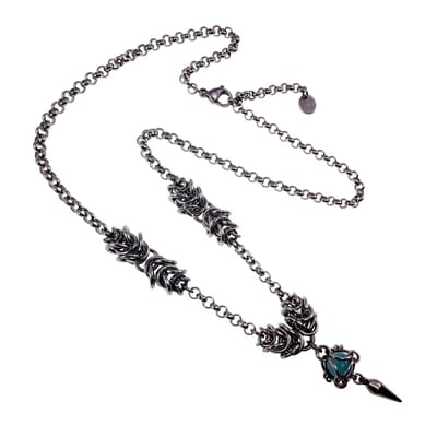 Ketting met Turquoise Kattenoog Steen en Speerpunt Hanger, Dames Ketting, Roestvrij staal (RVS), Verstelbaar 50-55cm, Ondworpen en Handgemaakt door esde2