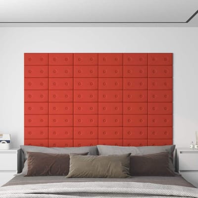 vidaXL - Wand - Hoofdbord - 12 - st - Rood - Kunstleer
