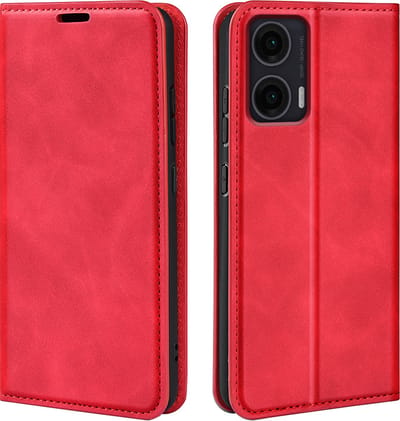 MobyDefend Hoesje - Geschikt voor Motorola Moto G35 - Luxe Wallet Bookcase (Magnetische Sluiting) - Rood