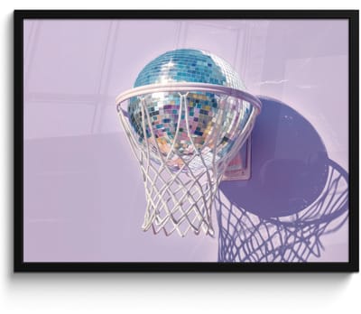 Poster in lijst - Fotolijst 70x50 cm - Posters - Discobal - Basketbalring - Grafisch - Posterlijst zwart - Decoratie - Wanddecoratie woonkamer - Muurdecoratie slaapkamer