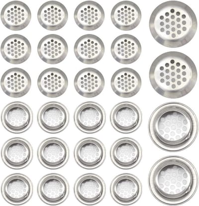 30x Ronde RVS Ventilatiegaten 25mm - Ventilatiemaskers voor Meubels en Kasten