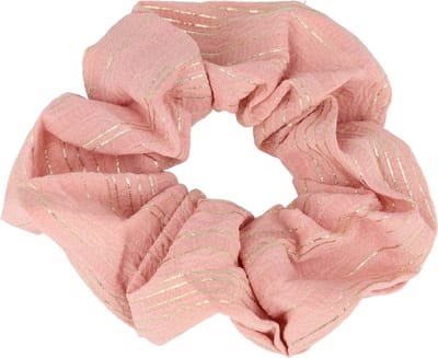 Haarsoires Haarelastiek Scrunchie – Streepprint – Goud Roze - Haarkrinkel - Haar Elastiek met Stof - Zacht & Haarvriendelijk