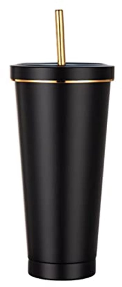Roestvrijstalen Isolatiebeker 750 ml met Rietje en Deksel - BPA-vrij Koffiebeker To Go voor Warme en Koude Dranken