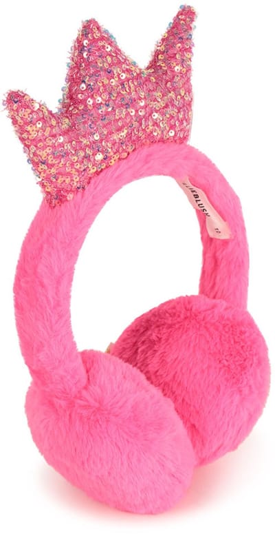 Oorwarmers fluffy meisje roze glinsterende paillettenkroon One size