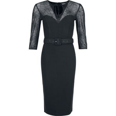 Voodoo Vixen - Rockabilly Midi-jurk - Spider Web Lace Pencil Dress - XS tot XXL - voor Vrouwen - zwart