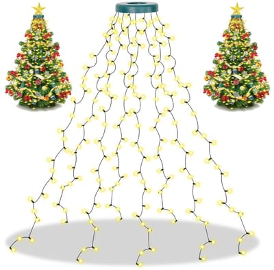 Rosnek Kerstboomverlichting 400 LED 2 Meter Warm Wit - 8 Lichtmodi met Timer - IP44 Waterdicht - Kerstverlichting voor Kerstboom - Kerstversiering voor Binnen en Buiten