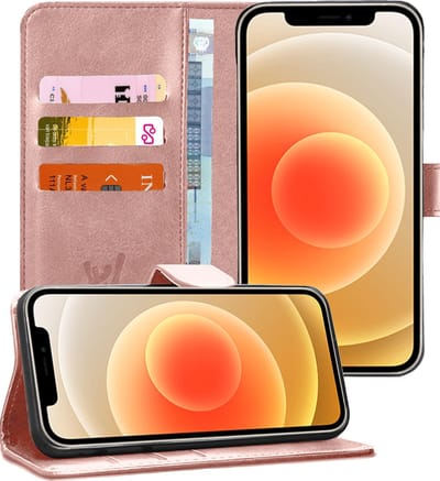 Hoesje geschikt voor iPhone 12 Mini - Book Case Kunstleer Pasjeshouder Rosegoud