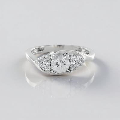Cavill - 925 Sterling Zilveren Ring met Cambodjaanse Zirkoon 0,675 ct & 12 Kleine Zirkonen 0,194 ct - Elegante Damesring