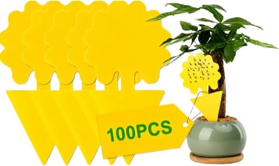 Plantaardig vliegenpapier - 100 vellen - Gele val - Kleefval - Vangt vliegende insecten - Niet giftig en waterdicht - Geschikt voor binnen- en buitenplanten, rouwvliegen en fruitvliegen - Geel