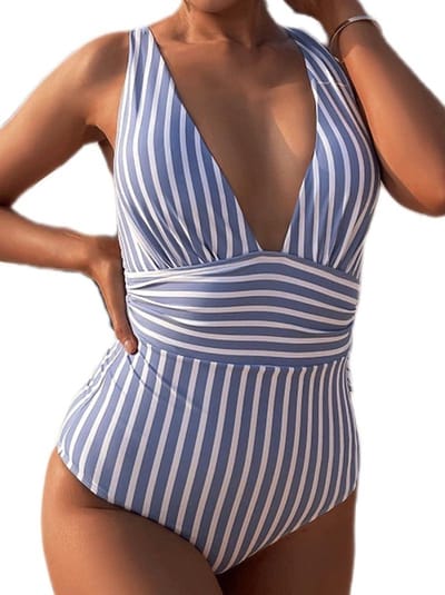 Badpak voor dames, sexy, bikini, eendelig, strand, elegant, monokini, eendelig, dames, met elegante strepen, sexy badmode