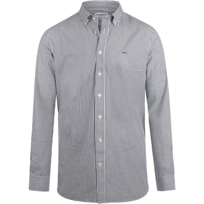 McGregor Overhemd Poplin Streep Donkerblauw (navy) - Maat S - Heren - Overhemden Casual
