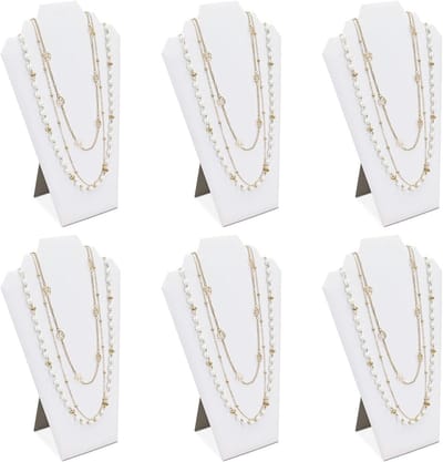Luxe Set van 6 Houten Display Standaards voor Sieraden met Kunstleer
