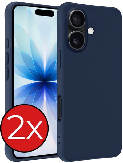 Hoesje - 2 Stuks - Geschikt voor Apple iPhone 17 - Sterk & Shockproof - Telefoonhoes - Back Cover - Case Siliconen - Telefoon Hoes - Donkerblauw