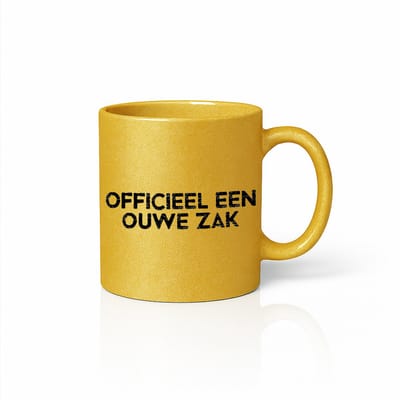 Officieel Een Ouwe Zak Mok 330 ml – Gouden Glitter Grappige Nederlandse Verjaardag Quote Beker
